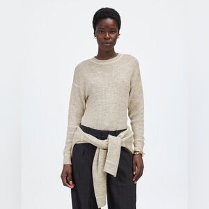 Madewell Ribbed Alpaca-Blend Crewneck Sweater Top Neutral Oversized Pullover Med